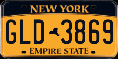 NY license plate GLD3869