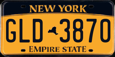 NY license plate GLD3870