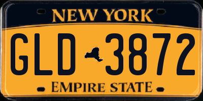 NY license plate GLD3872