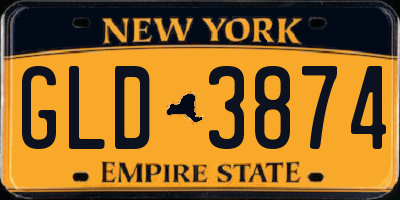 NY license plate GLD3874