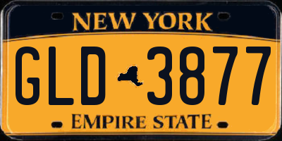 NY license plate GLD3877