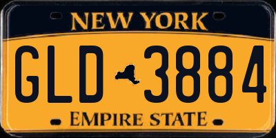 NY license plate GLD3884
