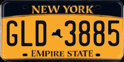 NY license plate GLD3885