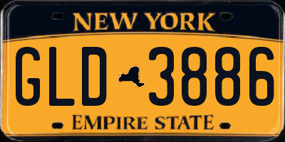 NY license plate GLD3886