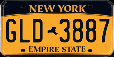 NY license plate GLD3887
