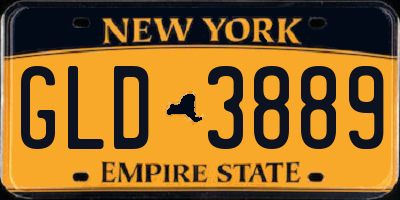 NY license plate GLD3889