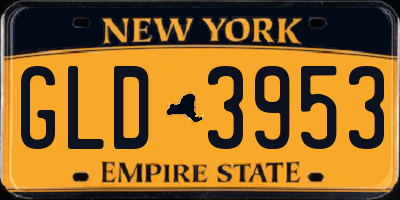 NY license plate GLD3953