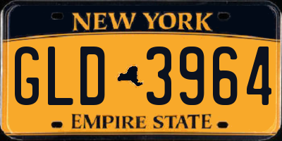 NY license plate GLD3964