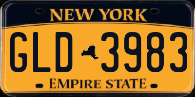 NY license plate GLD3983
