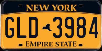 NY license plate GLD3984