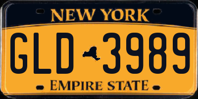 NY license plate GLD3989