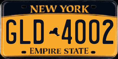 NY license plate GLD4002