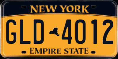 NY license plate GLD4012