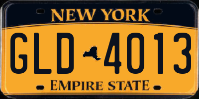 NY license plate GLD4013