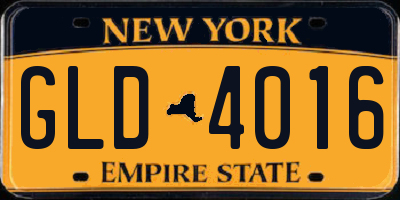 NY license plate GLD4016