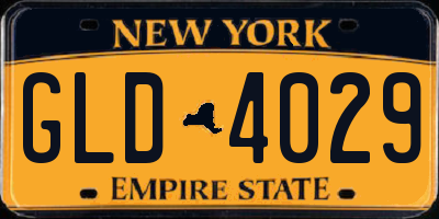 NY license plate GLD4029