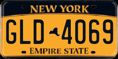 NY license plate GLD4069