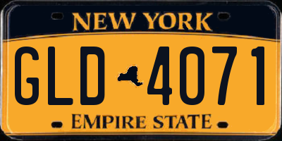 NY license plate GLD4071