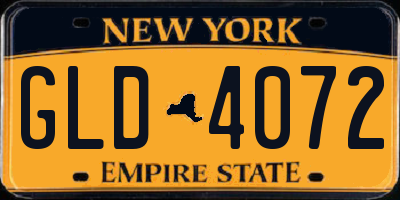 NY license plate GLD4072