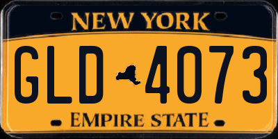 NY license plate GLD4073