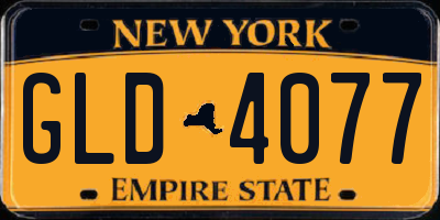NY license plate GLD4077