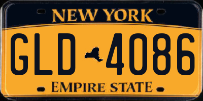 NY license plate GLD4086