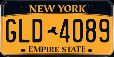 NY license plate GLD4089
