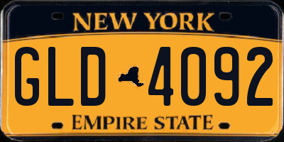 NY license plate GLD4092