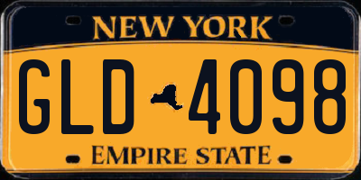 NY license plate GLD4098