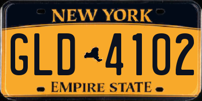 NY license plate GLD4102