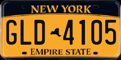 NY license plate GLD4105