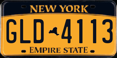 NY license plate GLD4113