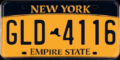 NY license plate GLD4116
