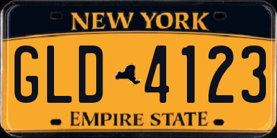 NY license plate GLD4123