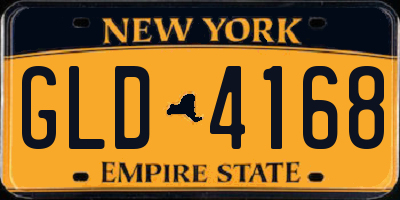 NY license plate GLD4168
