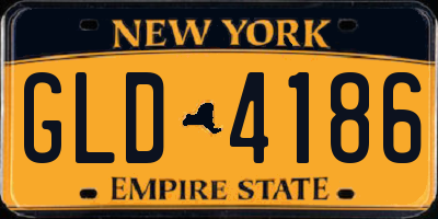 NY license plate GLD4186
