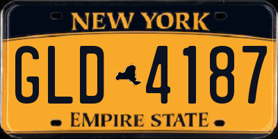 NY license plate GLD4187