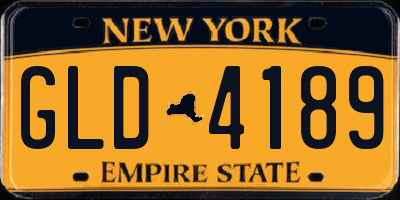 NY license plate GLD4189