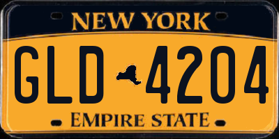 NY license plate GLD4204