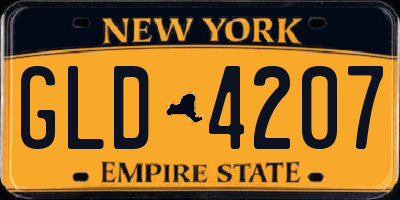 NY license plate GLD4207