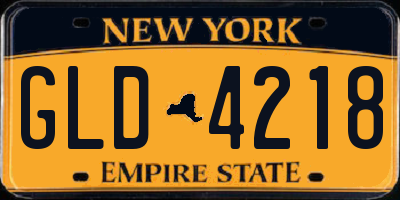 NY license plate GLD4218
