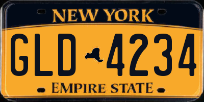 NY license plate GLD4234
