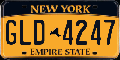 NY license plate GLD4247
