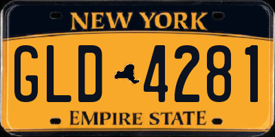 NY license plate GLD4281