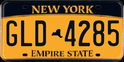 NY license plate GLD4285