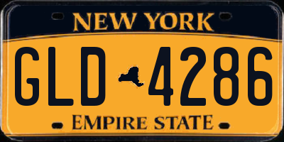 NY license plate GLD4286