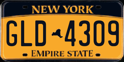 NY license plate GLD4309