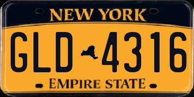 NY license plate GLD4316