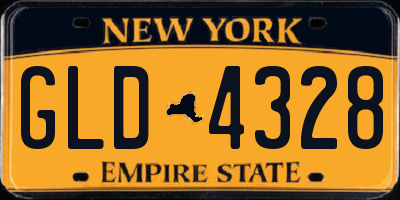 NY license plate GLD4328
