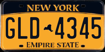 NY license plate GLD4345
